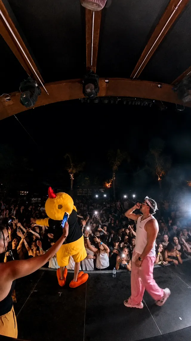 JK on stage with the crowd, vertical clip